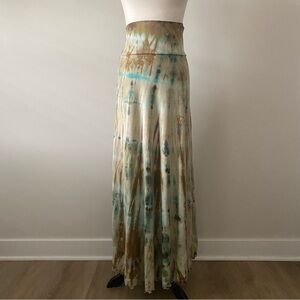 Soft Surroundings Tie Dye Ruffle Hem Supima Cotton Maxi Skirt size M